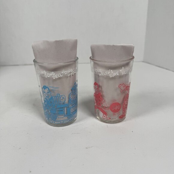 Vintage Howdy Doody Welch’s Juice Glasses Lot of 2 Dilly Dally Clarabell 1960s - Picture 2 of 6